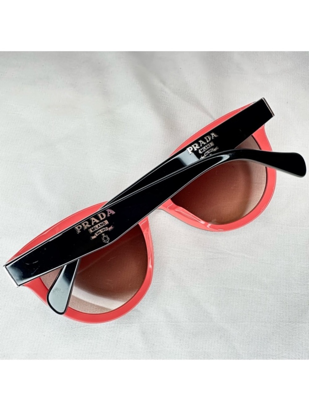 PRADA Black and Coral Pink Designer Sunglasses